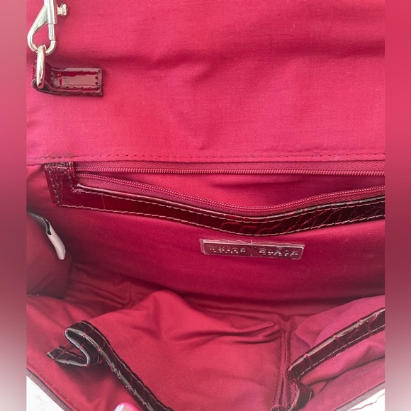 White House Black Market Maroon Faux Snakeskin Clutch or Shoulder Bag - Picture 5 of 7